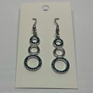 Silver and Blue Gemstone Dangle Earrings